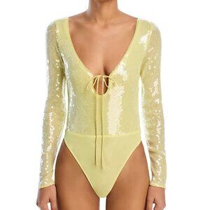 Bardot Verona Canary Yellow Sequined Bodysuit NWT – 2